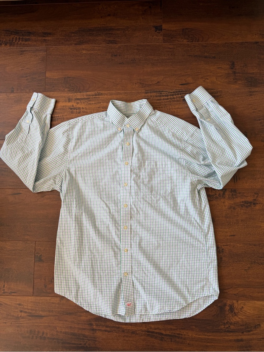 Vineyard Vines Men's Light Blue & White Check Button-Down Shirt